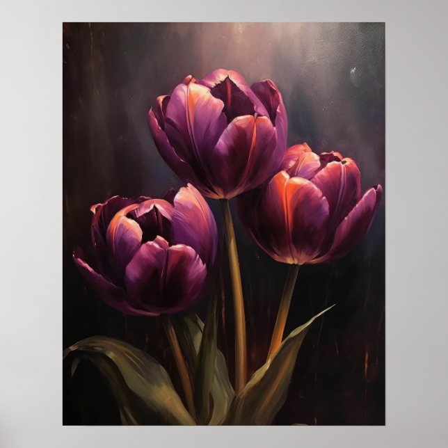 Poster de impresión de arte de tulipanes morados (Frente)