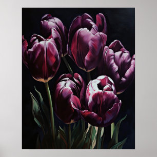 Poster de impresión de arte de tulipanes morados
