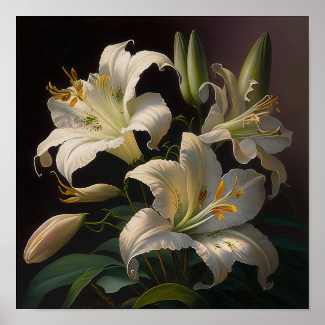 Poster de impresión de arte de White Easter Lily F (Frente)