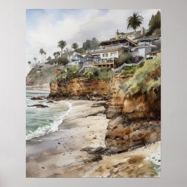 Póster de impresión de arte en acuarela de Laguna