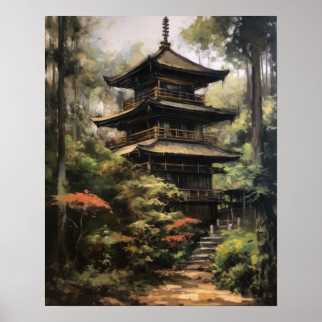 Poster de impresión de arte en templo budista japo (Frente)
