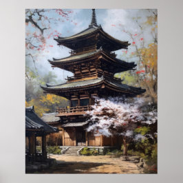 Poster de impresión de arte en templo budista japo
