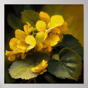 Poster de impresión de arte floral de Begonias ama