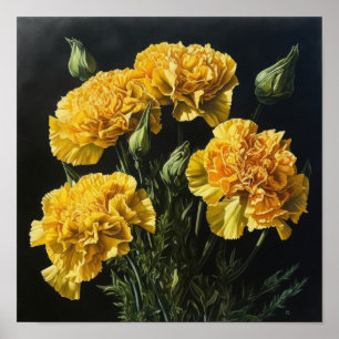 Poster de impresión de arte floral de los claveles