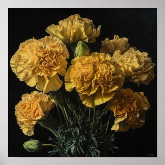 Poster de impresión de arte floral de los claveles (Frente)