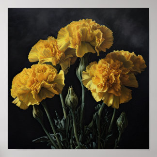 Poster de impresión de arte floral de los claveles
