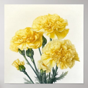 Poster de impresión de arte floral de los claveles