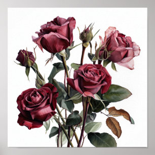 Poster de impresión de arte florido de los Rosas m