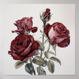 Poster de impresión de arte florido de los Rosas m