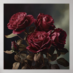 Poster de impresión de arte florido de los Rosas m