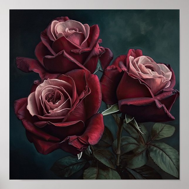 Poster de impresión de arte florido de los Rosas m (Frente)