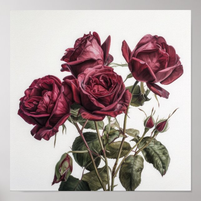 Poster de impresión de arte florido de los Rosas m (Frente)