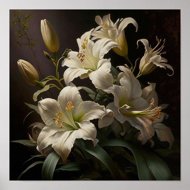 Poster de impresión de arte florido de White Easte (Frente)