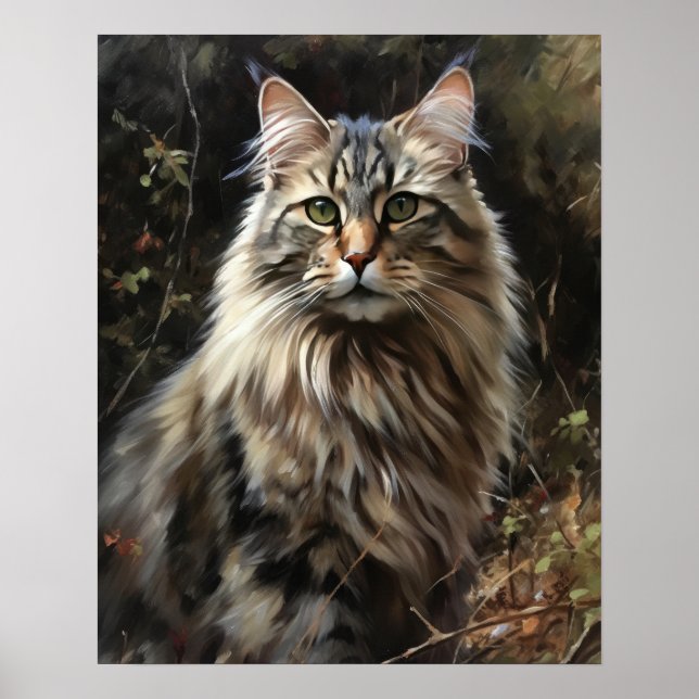 Poster de impresión de arte gato siberiano (Frente)