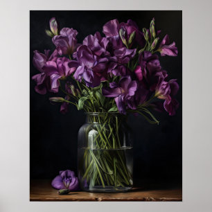 Poster de impresión de arte morado de flores de Fr