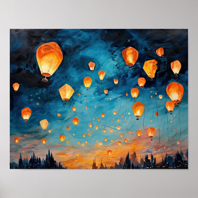 Poster de impresión de arte paisajístico con farol (Frente)