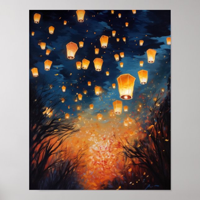 Poster de impresión de arte paisajístico con farol (Frente)