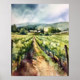 Poster de impresión de arte paisajístico de viñedo