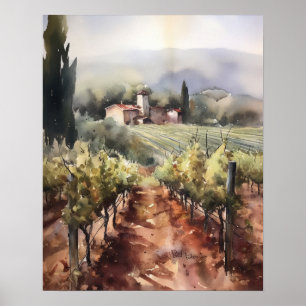 Poster de impresión de arte paisajístico de viñedo