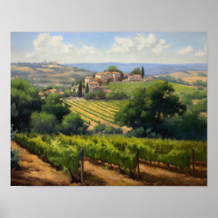 Poster de impresión de arte paisajístico de viñedo