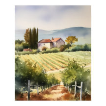 Poster de impresión de arte paisajístico de viñedo
