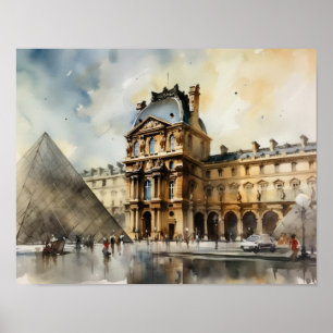 Poster de impresión de arte paisajístico del Louvr