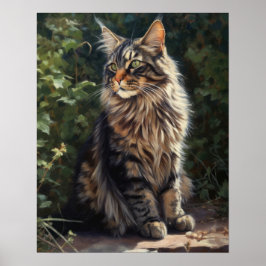 Poster de impresión de arte para gato Maine Coon