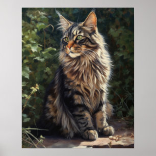 Poster de impresión de arte para gato Maine Coon