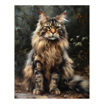 Poster de impresión de arte para gato Maine Coon