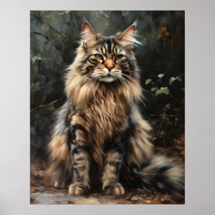 Poster de impresión de arte para gato Maine Coon