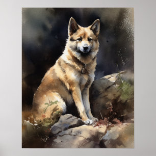 Poster de impresión de arte para perros Buhund en 