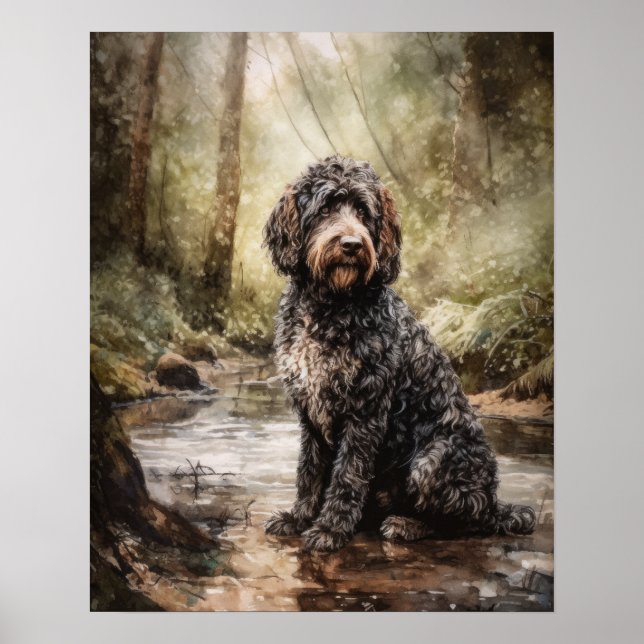 Poster de impresión de arte para perros de agua de (Frente)