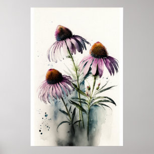 Poster de impresión de arte Purple Coneflowers