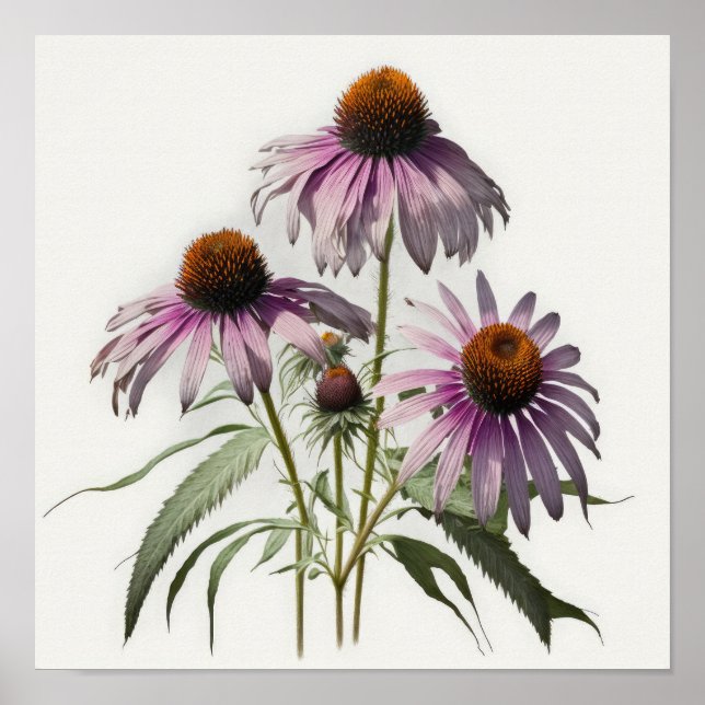 Poster de impresión de arte Purple Coneflowers (Frente)