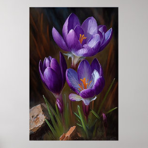 Poster de impresión de arte Purple Crocus Flowers