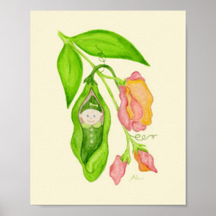 Poster de impresión de arte Sweet Pea Flower Girl