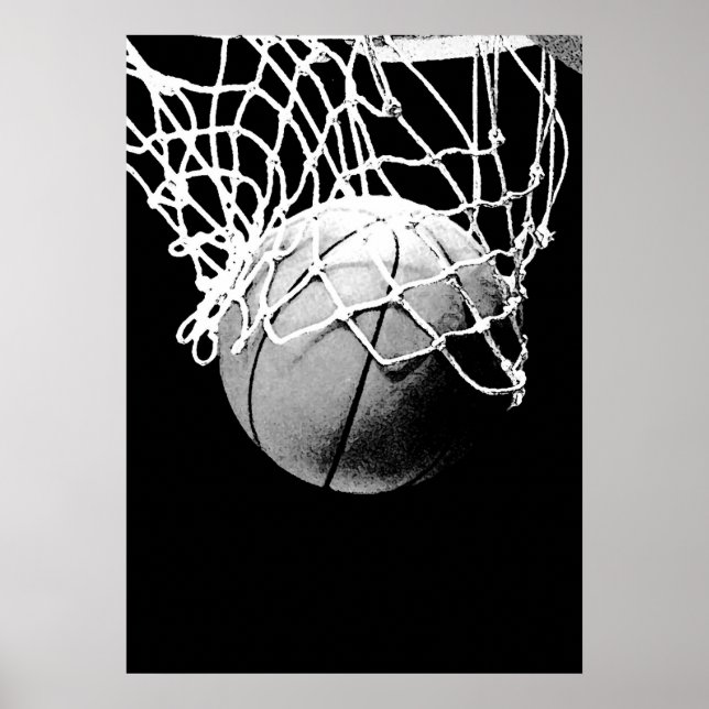 Poster de impresión de baloncesto blanco negro mod (Frente)