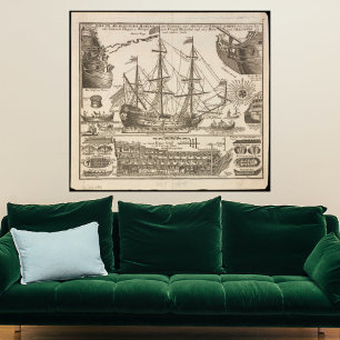 Poster de impresión de barcos de vela antiguos