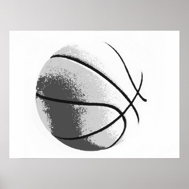 Poster de impresión de Básquetbol de Arte Pop Gris (Frente)