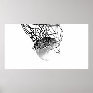 Poster de impresión de bolas de baloncesto de B&W