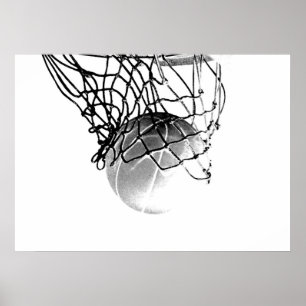 Poster de impresión de bolas de baloncesto de B&W