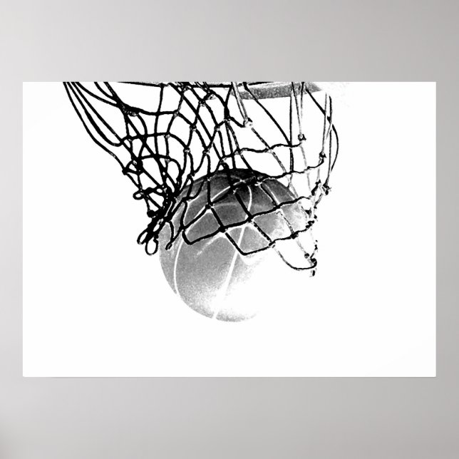 Poster de impresión de bolas de baloncesto de B&W (Frente)