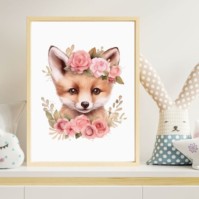 Poster de impresión de Chica floral rosado Fox (Subido por el creador)