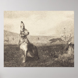 Poster de impresión de conejo vintage