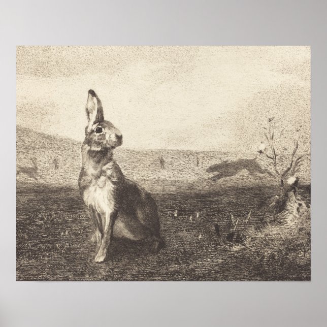Poster de impresión de conejo vintage (Frente)