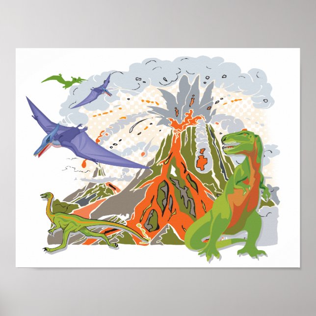 Poster de impresión de dinosaurios (Frente)
