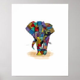Poster de impresión de elefantes de mosaico