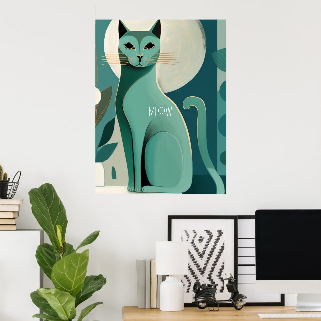 Poster de impresión de gato retro para cumpleaños  (Oficina en casa)