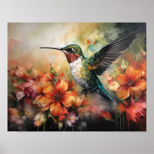 Poster de impresión de Hummingbird Painting Art