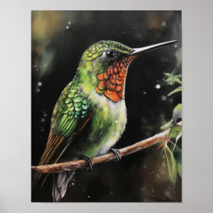 Poster de impresión de Hummingbird Painting Art